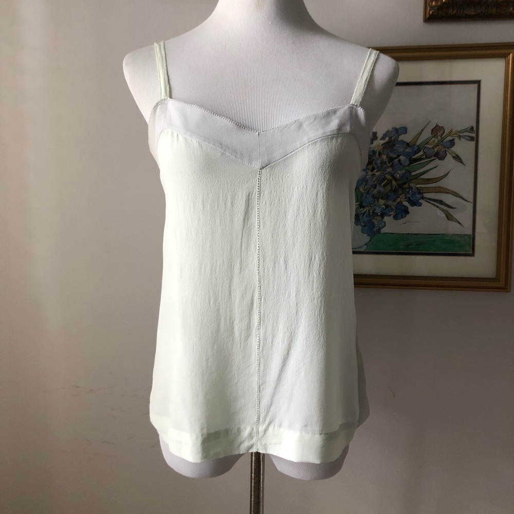 Feather Bone light mint green camisole silk top
